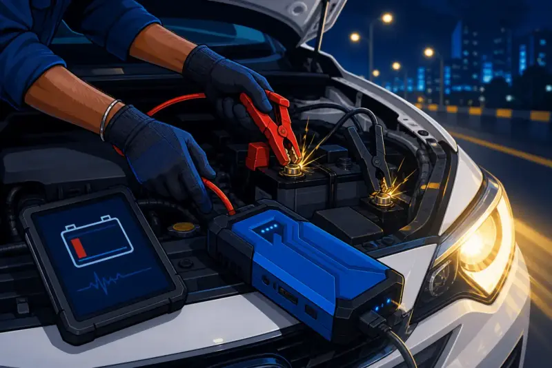 On-the-spot car battery jumpstart and diagnostic in Bengaluru