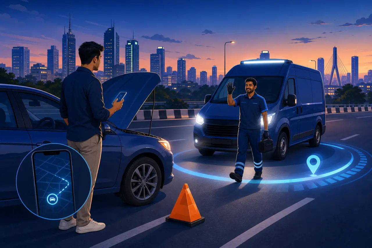 RSAwale technician arriving to jumpstart a stranded car